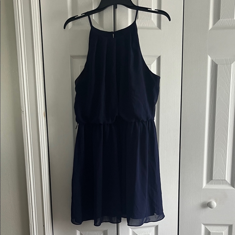 Iz Byer Navy Halter Mini Dress